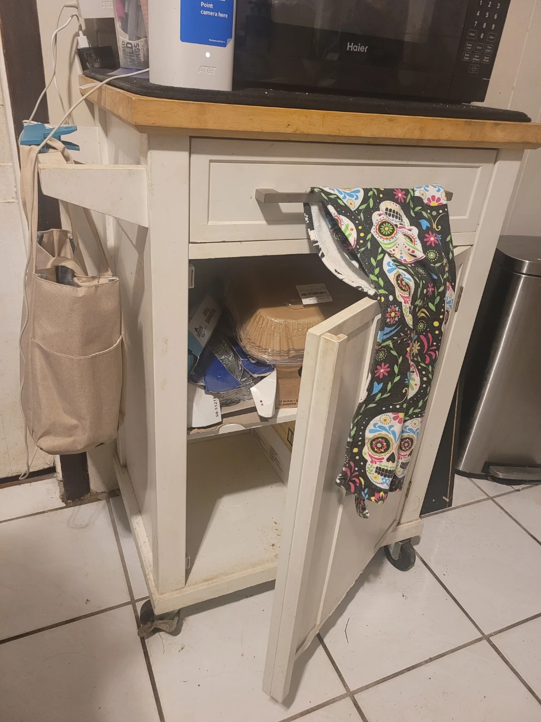 Kitchen Island Cart with Wood Top