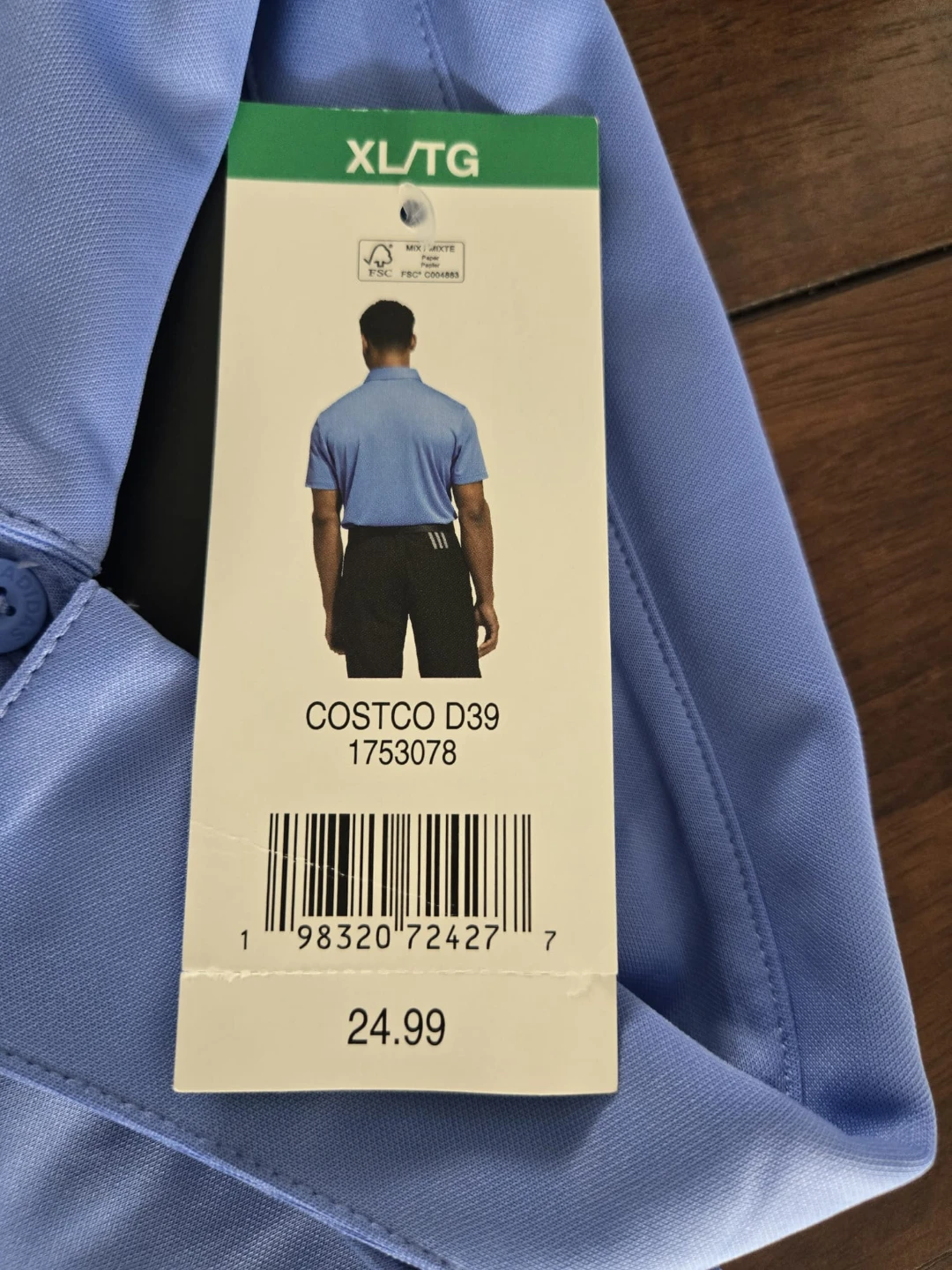 Adidas Men's Polo Shirt Light Blue Size XL - photo 3