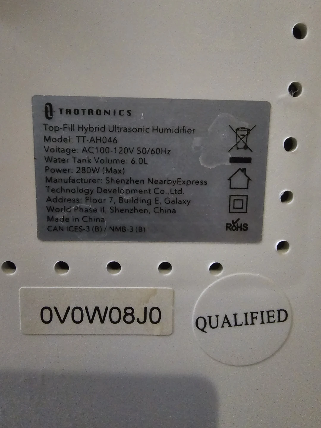 TaoTronics Top-Fill Hybrid Ultrasonic Humidifier TT-AH046