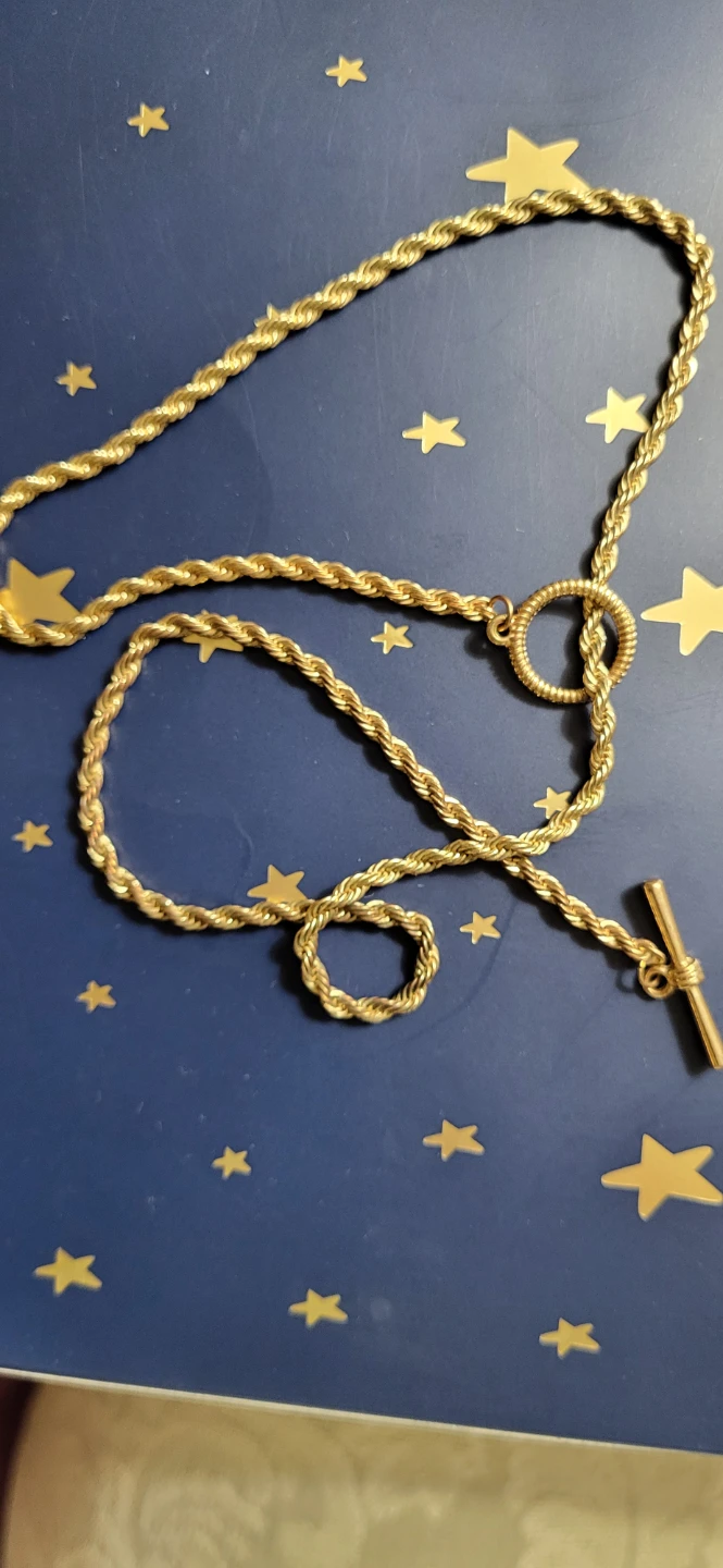 Gold-tone rope chain necklace with toggle clasp - photo 3