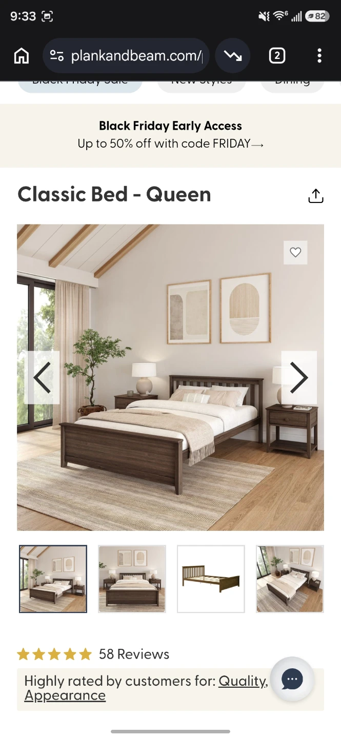 Solid Wood Queen Bed Frame (Plank+Beam) + FREE Mattress - photo 2
