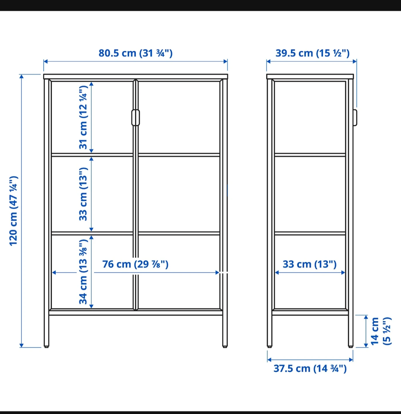Brand New IKEA RUDSTA Glass Cabinet (Anthracite) - photo 2