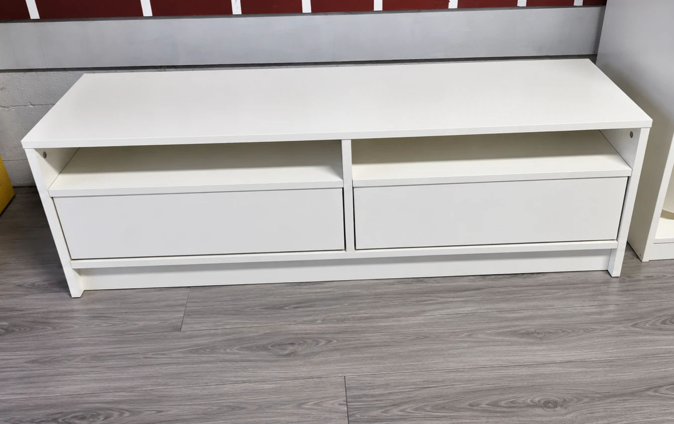 White IKEA TV Bench with Drawers - photo 3