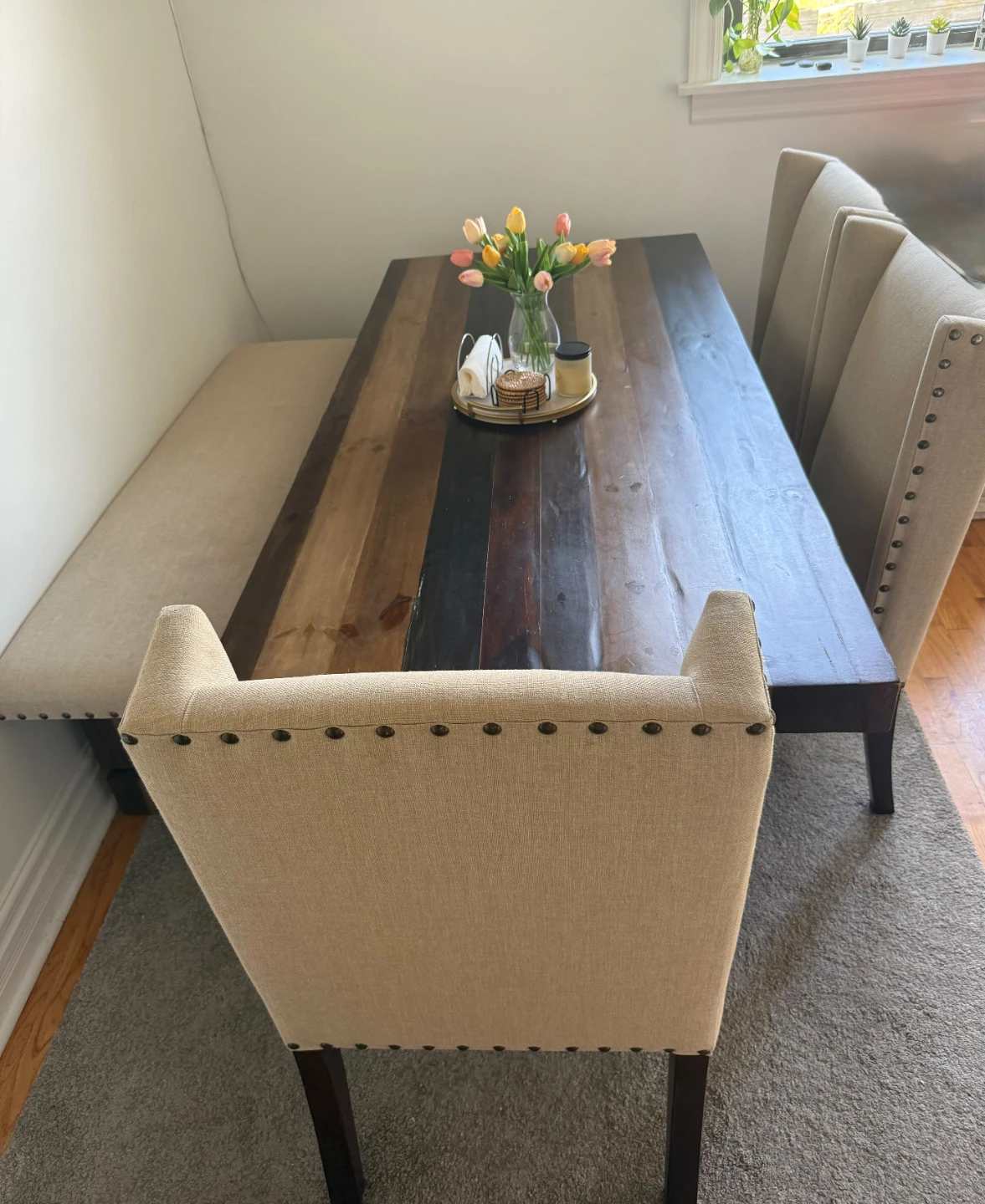 Dining Table Set with Chairs and Bench - photo 2