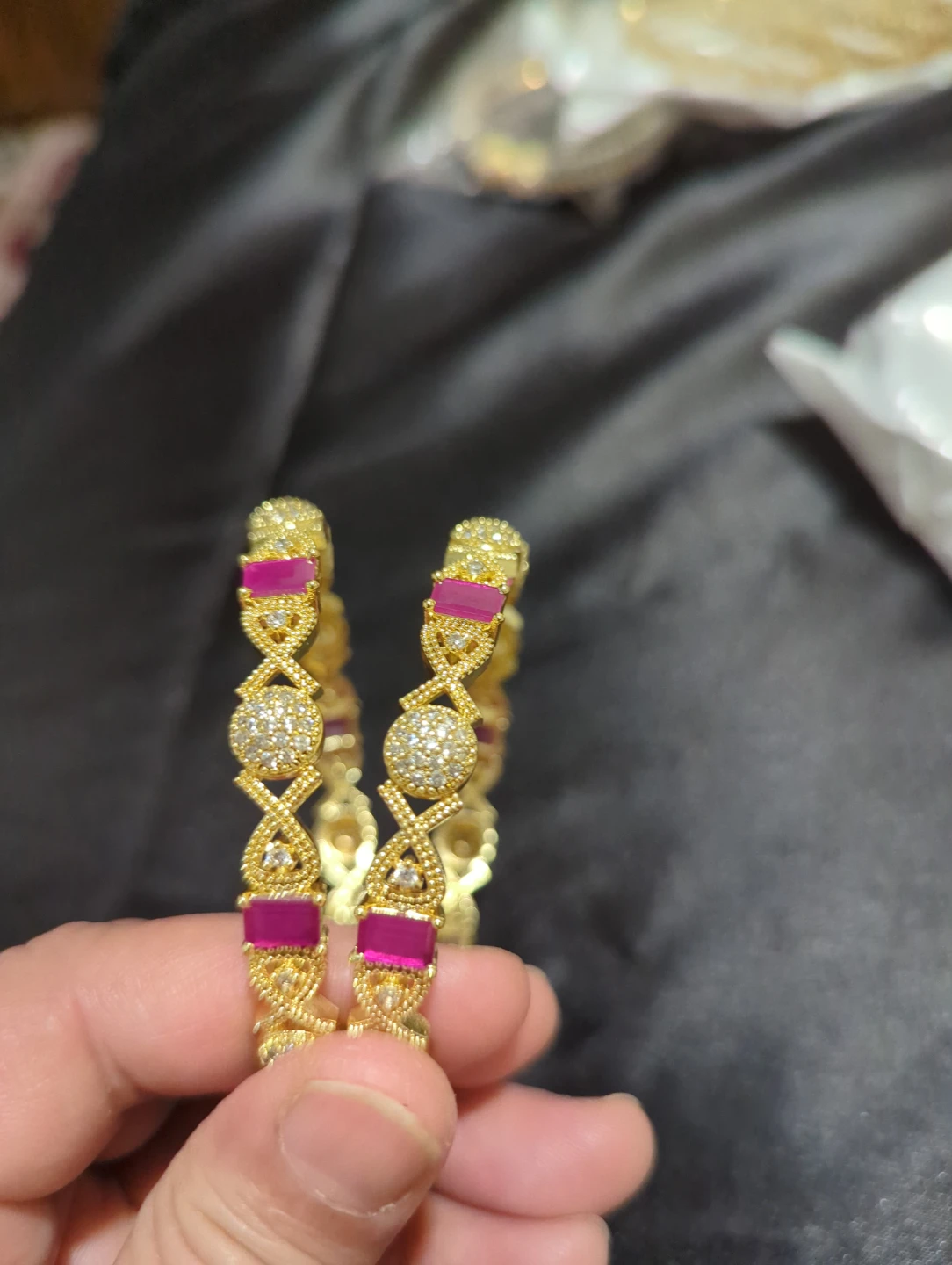 Gold-Tone Stone Embellished Bangles - photo 3