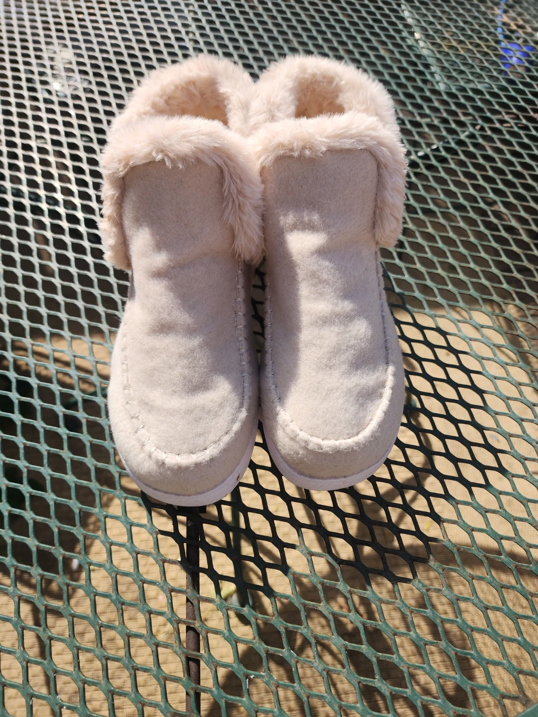 Beige Faux Fur Lined Ankle Boots