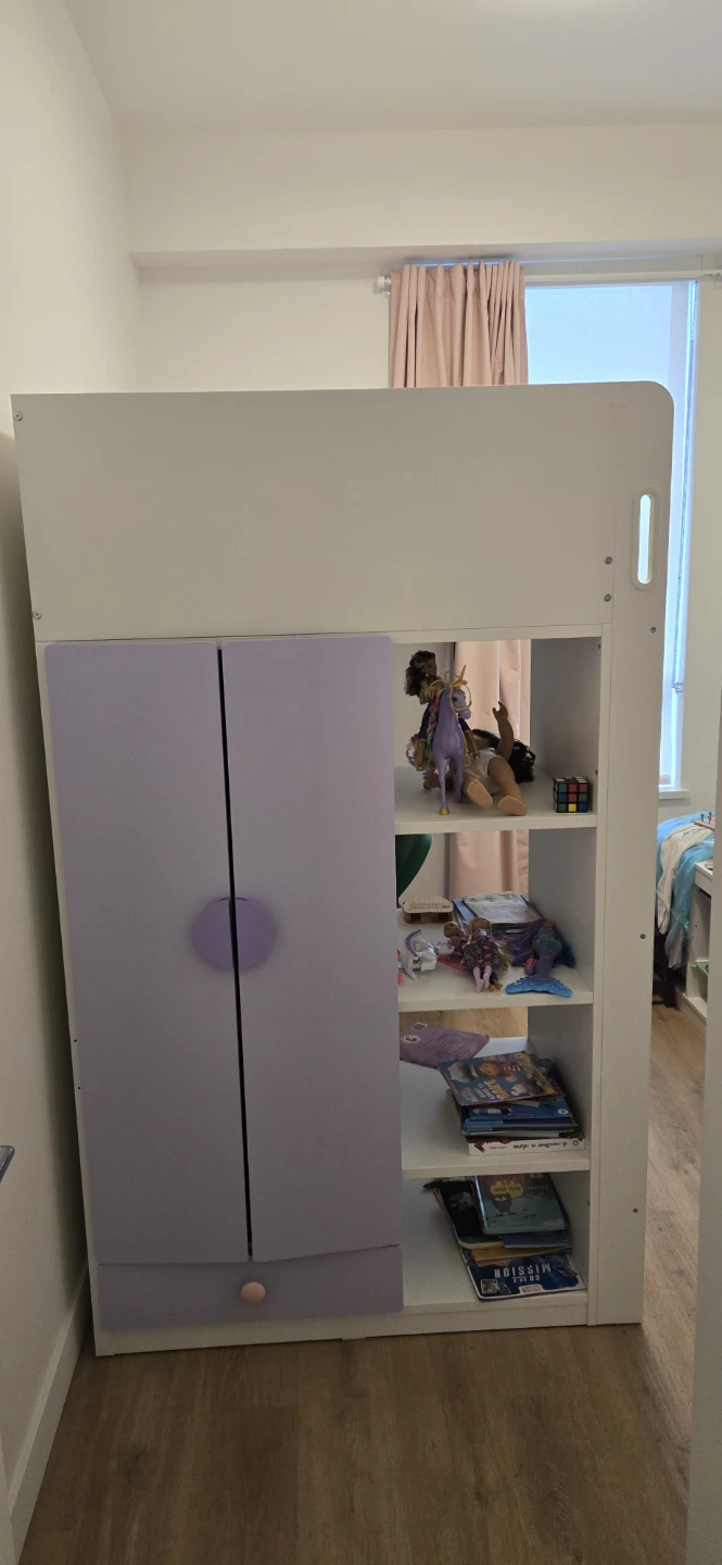 SMÅSTAD Loft bed, white lilac/with desk with 4 drawers, Twin - photo 2
