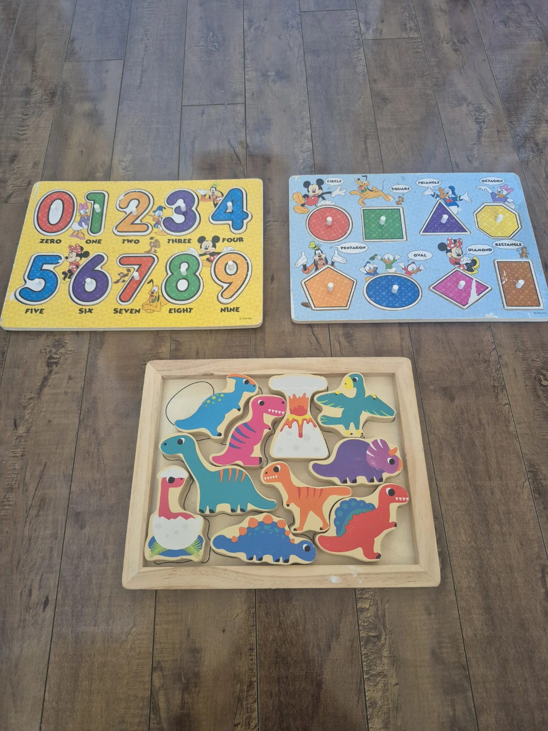 Set of 3 Disney wooden peg puzzles