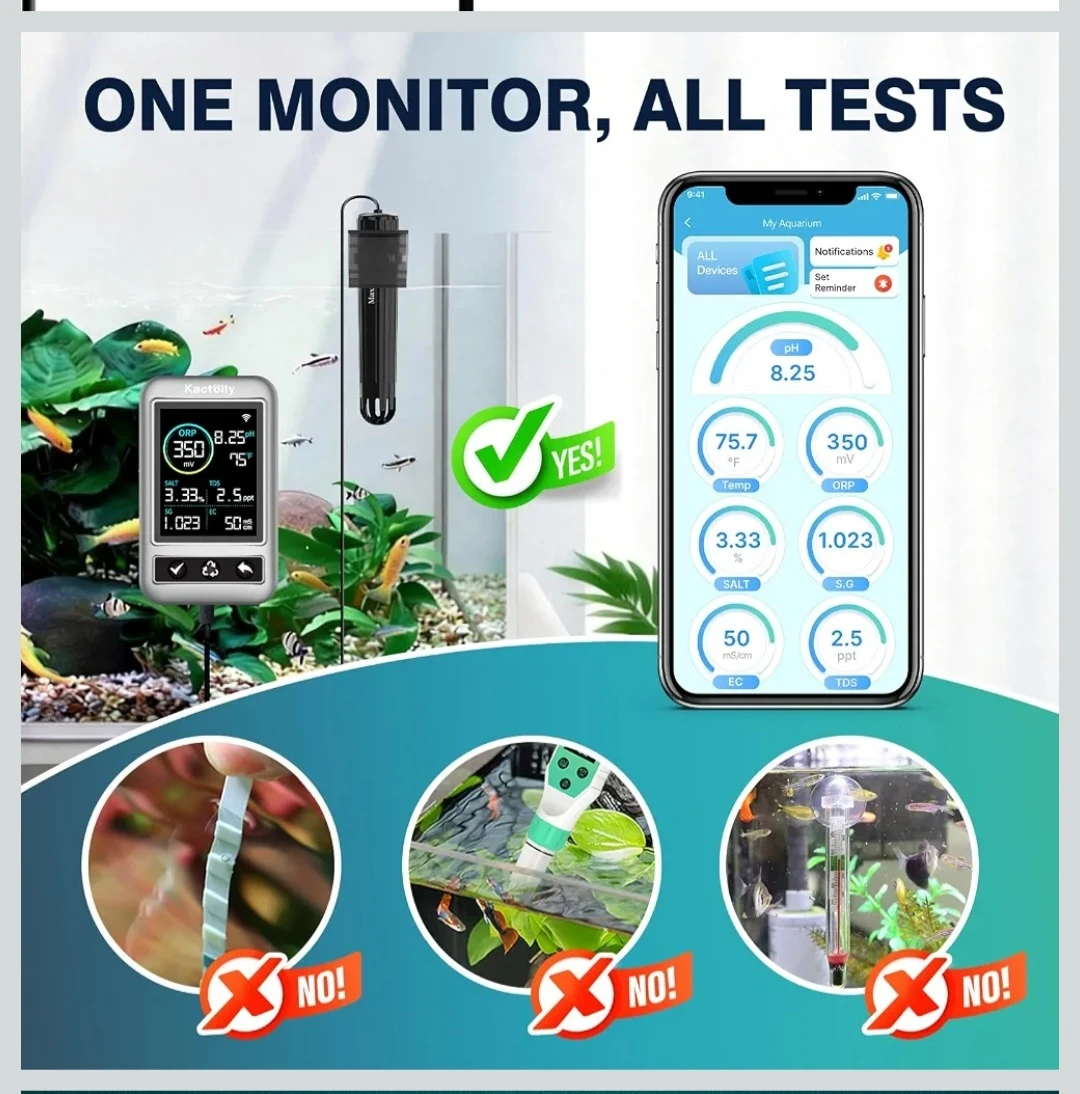 Kactöily 7-in-1 Aquarium Water Quality Monitor...Like New - photo 2