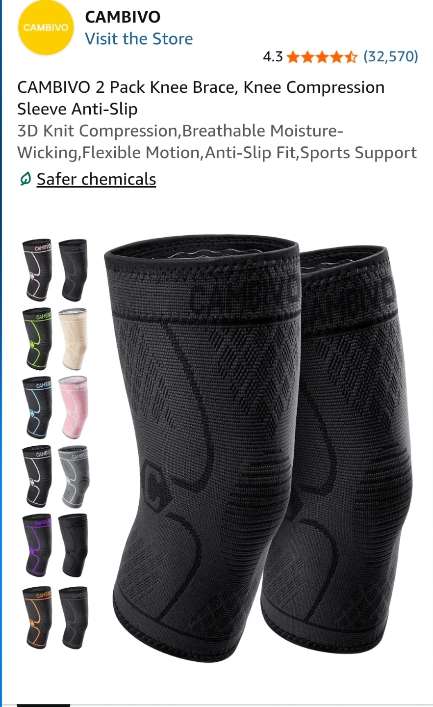 Cambivo Knee Support Sleeves, 2 Pack, Large - photo 3