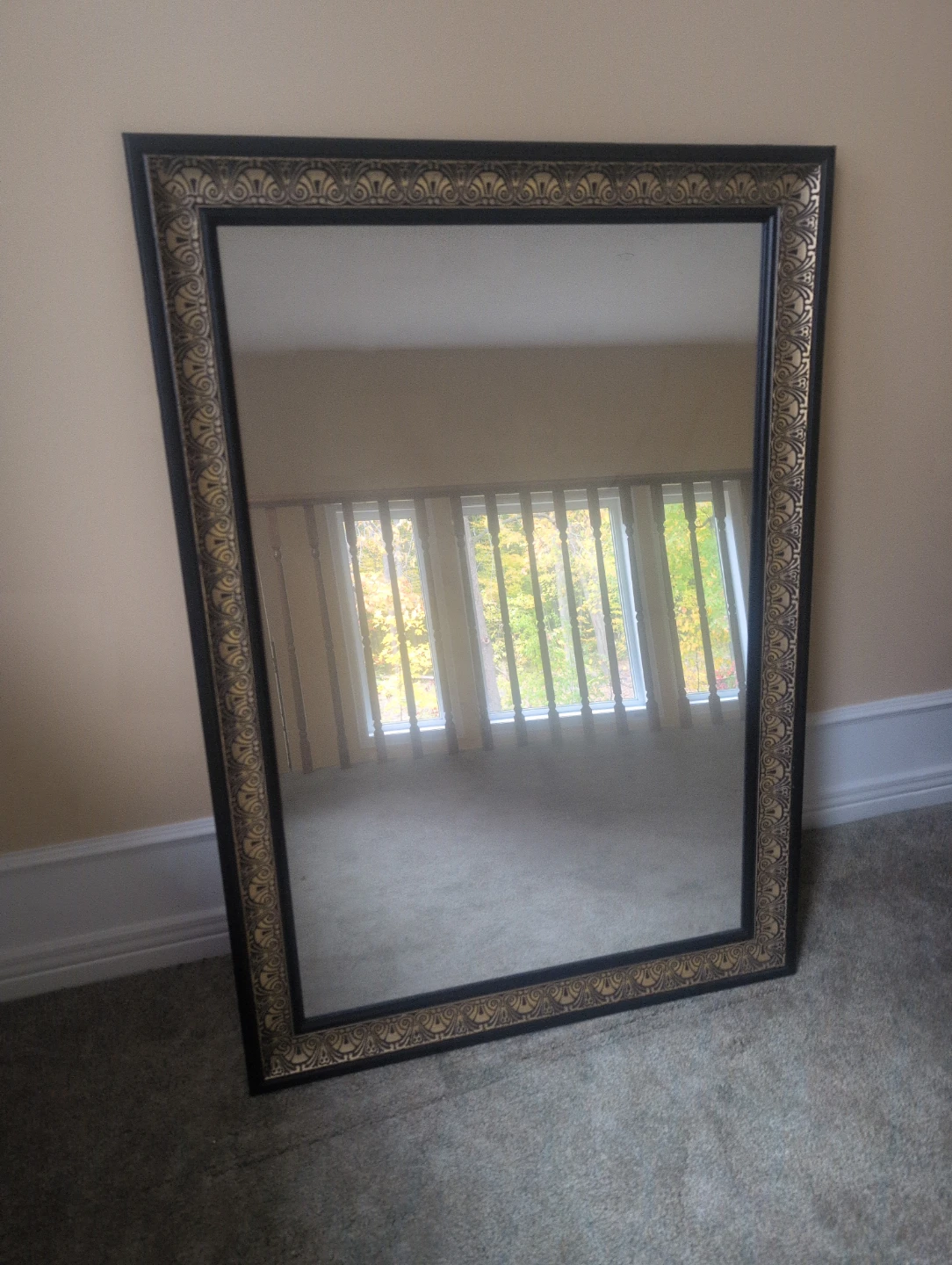 Large Black and Gold Rectangular Wall Mirror