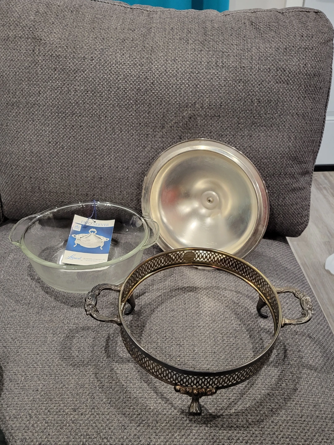 Silver serving dish with lid