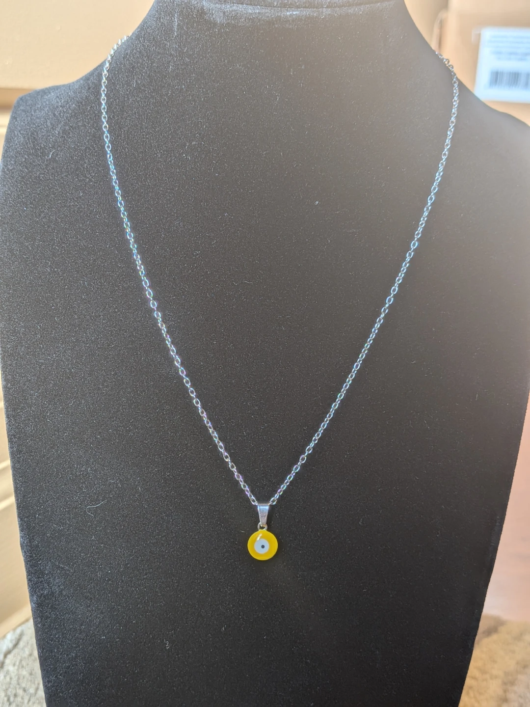 Dainty Yellow Evil Eye Pendant Necklace - photo 2