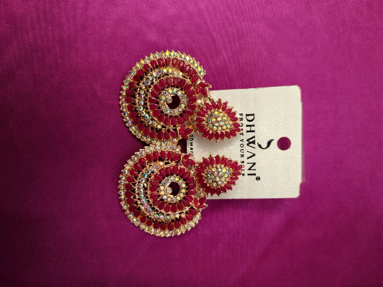 Dhwani Red and Gold Tone Earrings