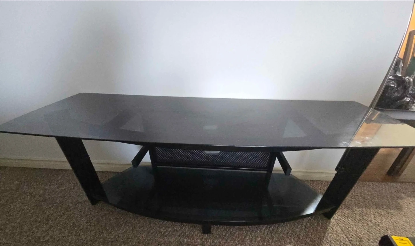 Black Glass TV Stand (moving sale) - photo 2