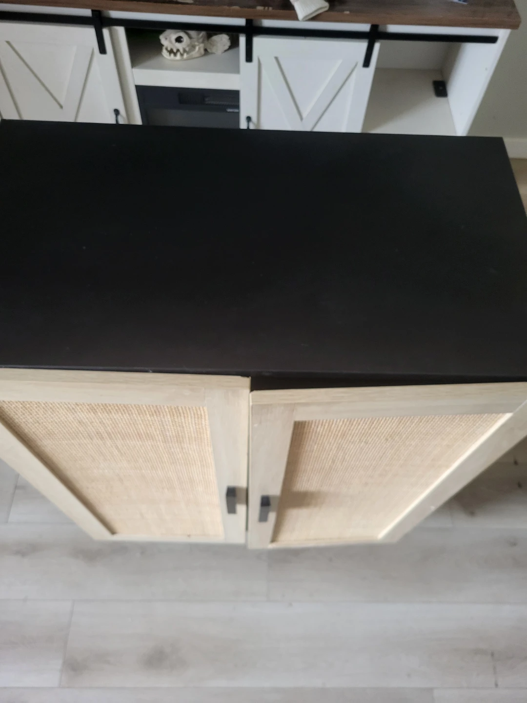 Rattan and Black Storage Cabinet - photo 3