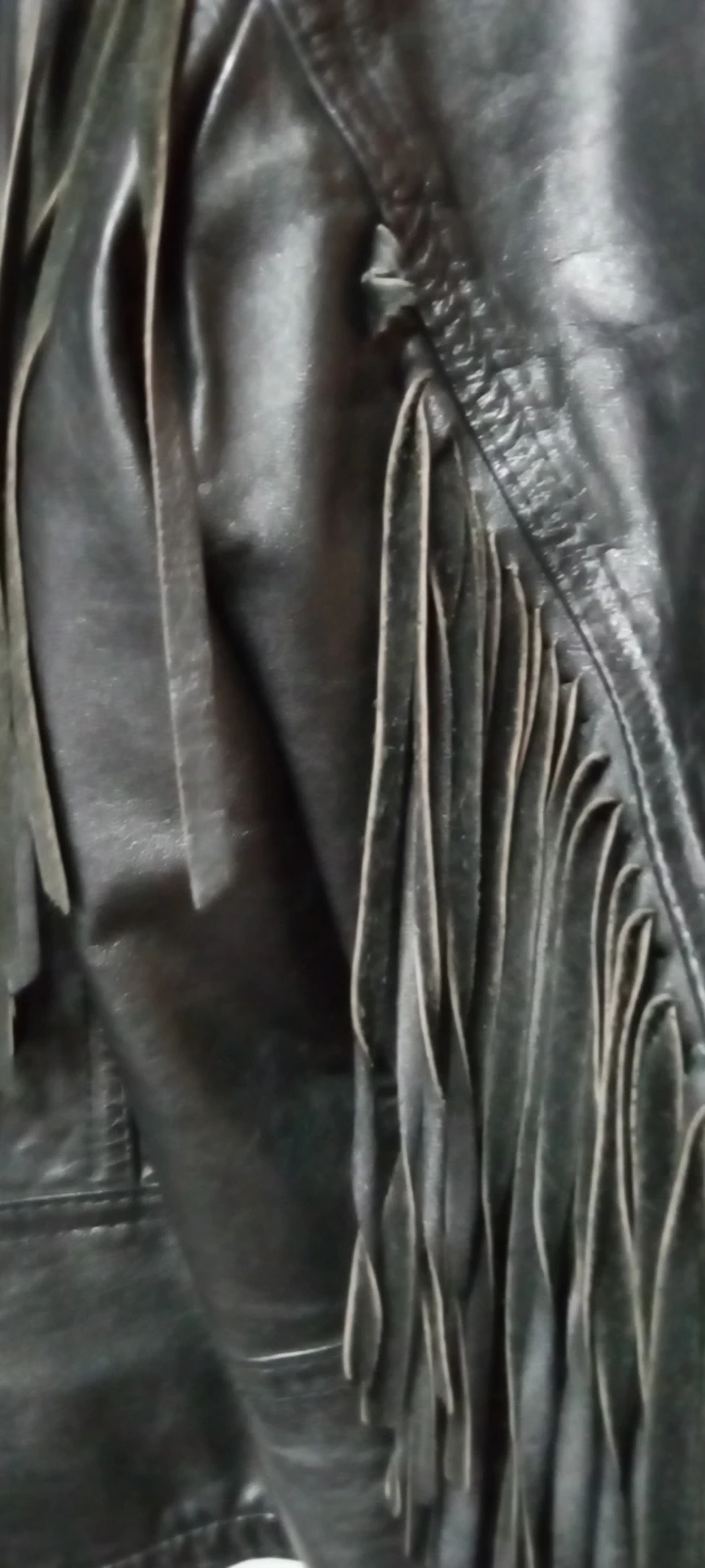 Women's Black Leather Fringe Jacket - photo 3