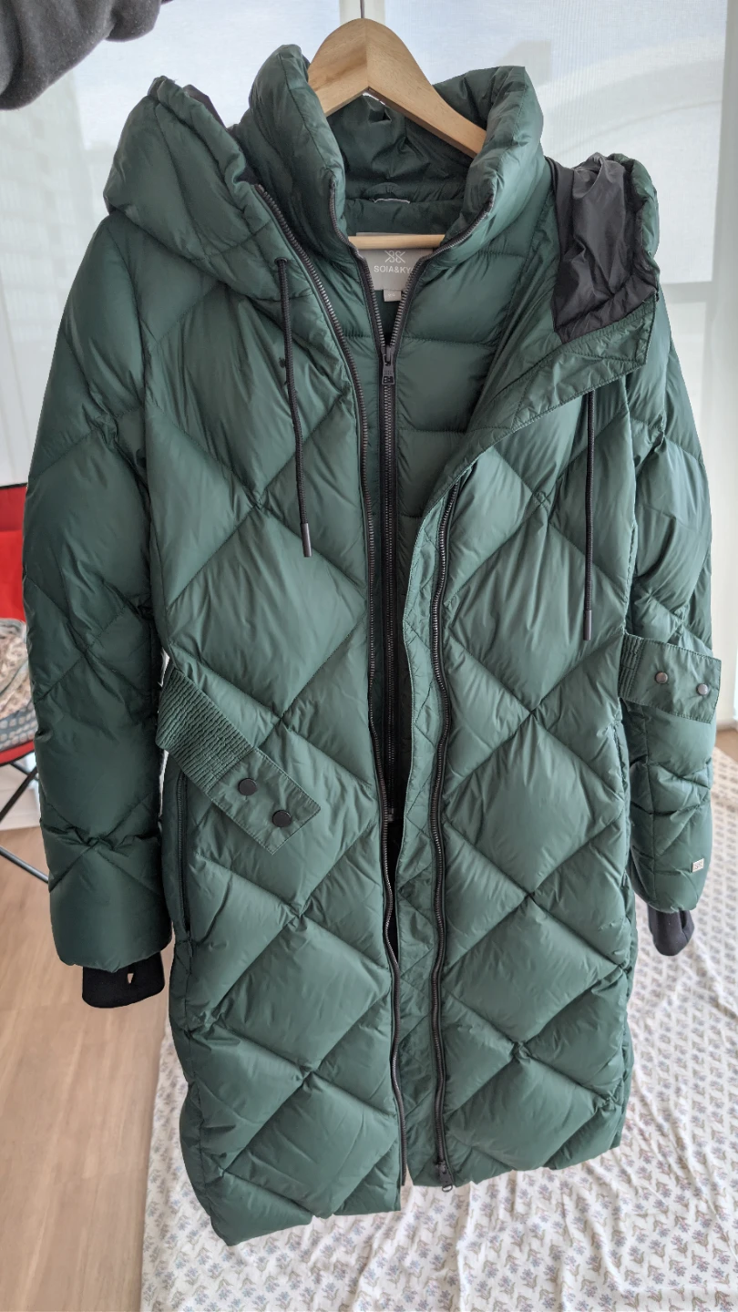 Soia & Kyo Long Down Coat with Double Zip Bib (Size S) - photo 2