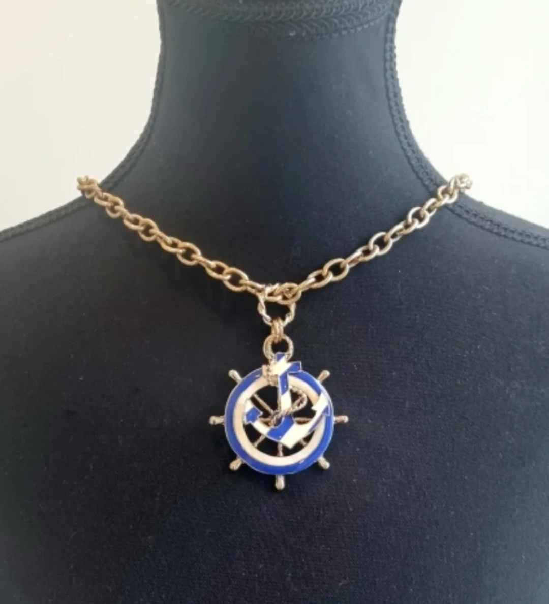 Nautical Anchor & Ship Wheel Statement Necklace