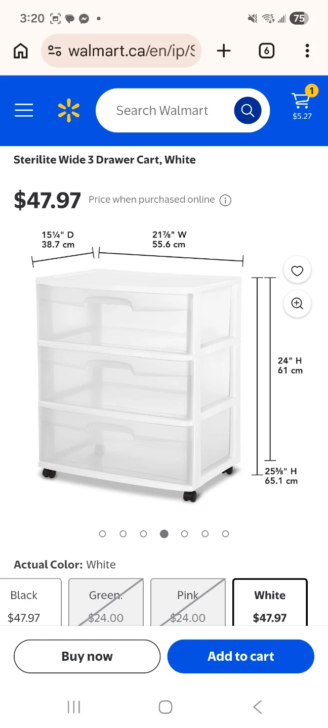 Sterilite Wide 3-Drawer Storage Cart, White - photo 2