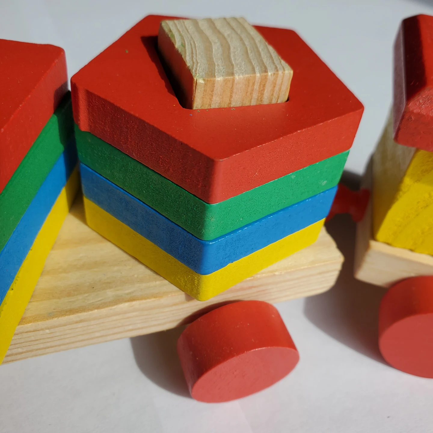 New - Shape Sorter Train Wooden Pull Toy - photo 5
