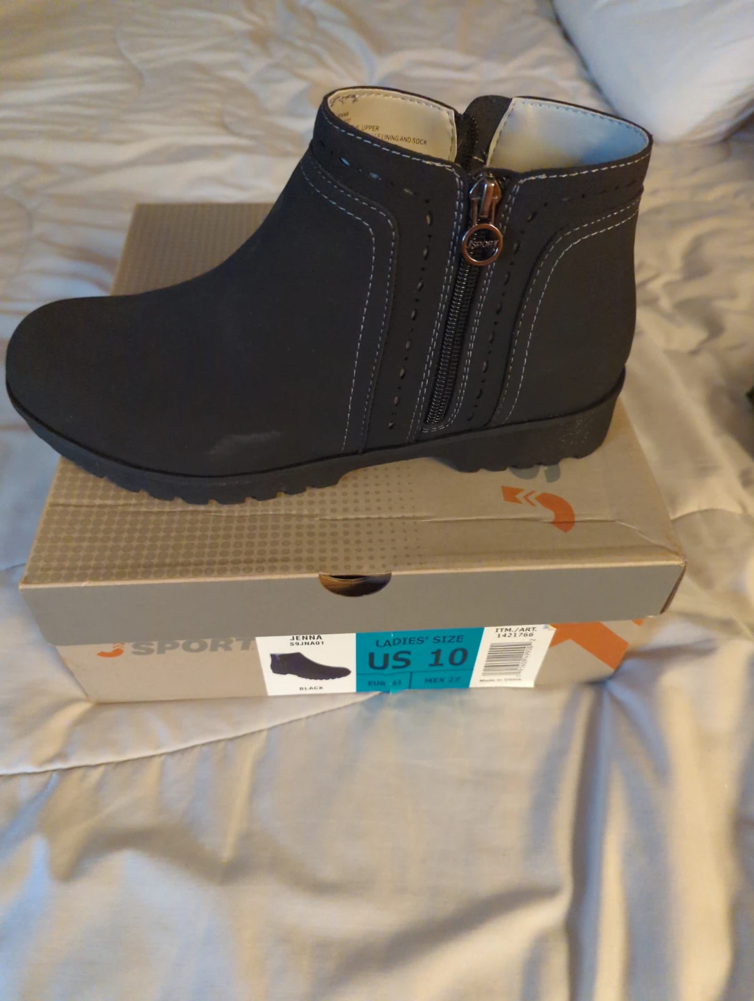 JSport Jenna Black Ankle Boots Size 10 - photo 3