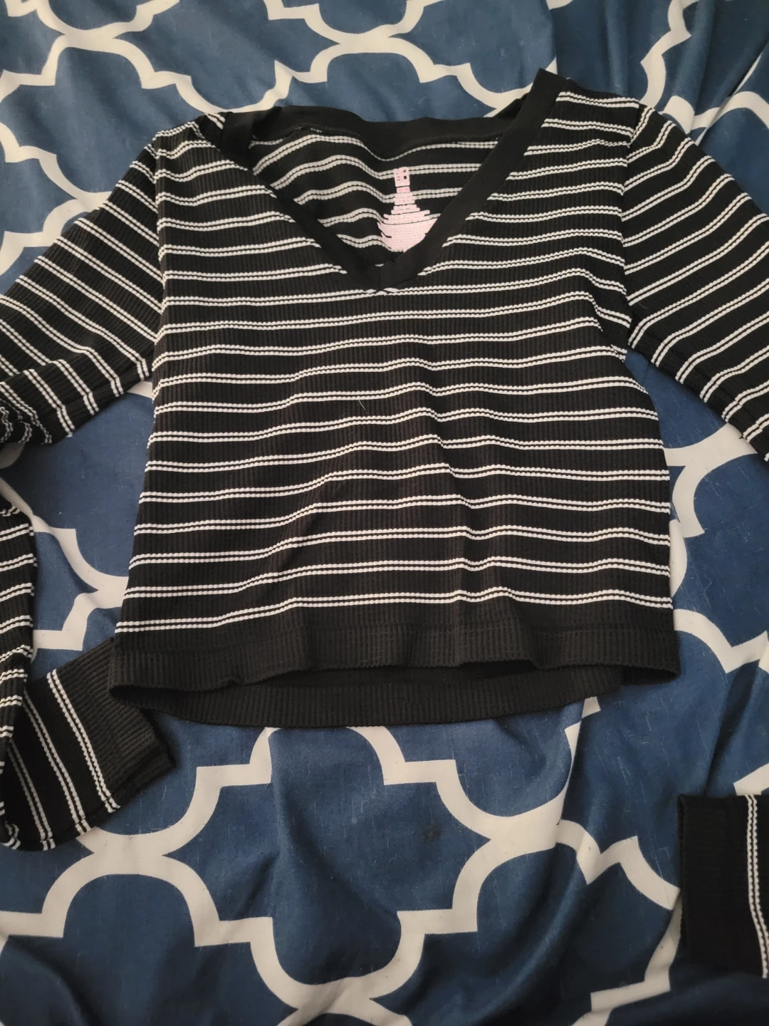 Black and white striped long sleeve top - photo 2