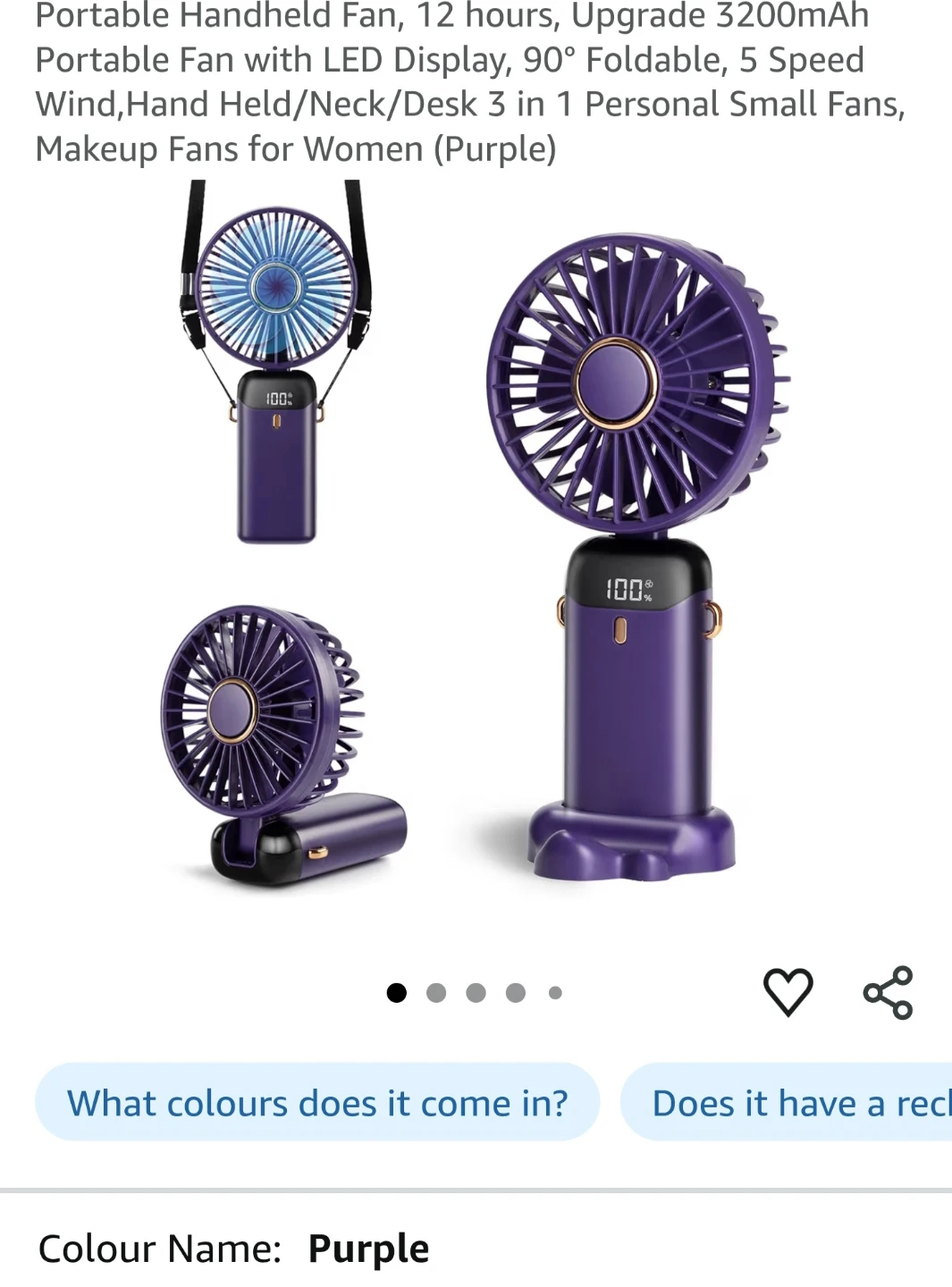 N15 LED Digital Display Portable Fan