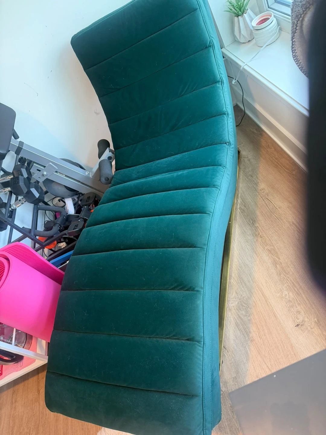 Emerald Green Velvet Chaise Lounge - photo 2