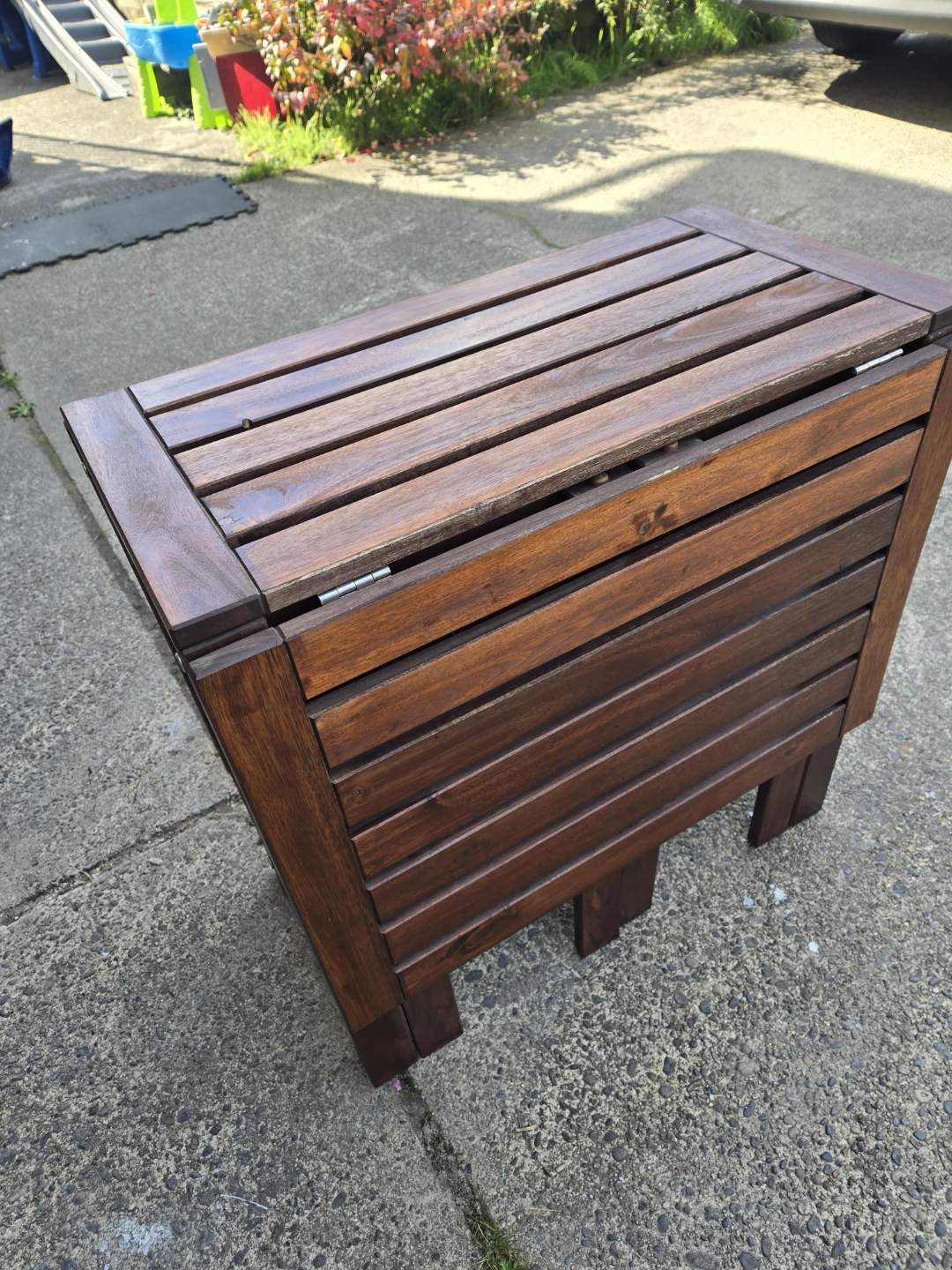 Newly refinished ikea solid wood applaro folding patio table - photo 5