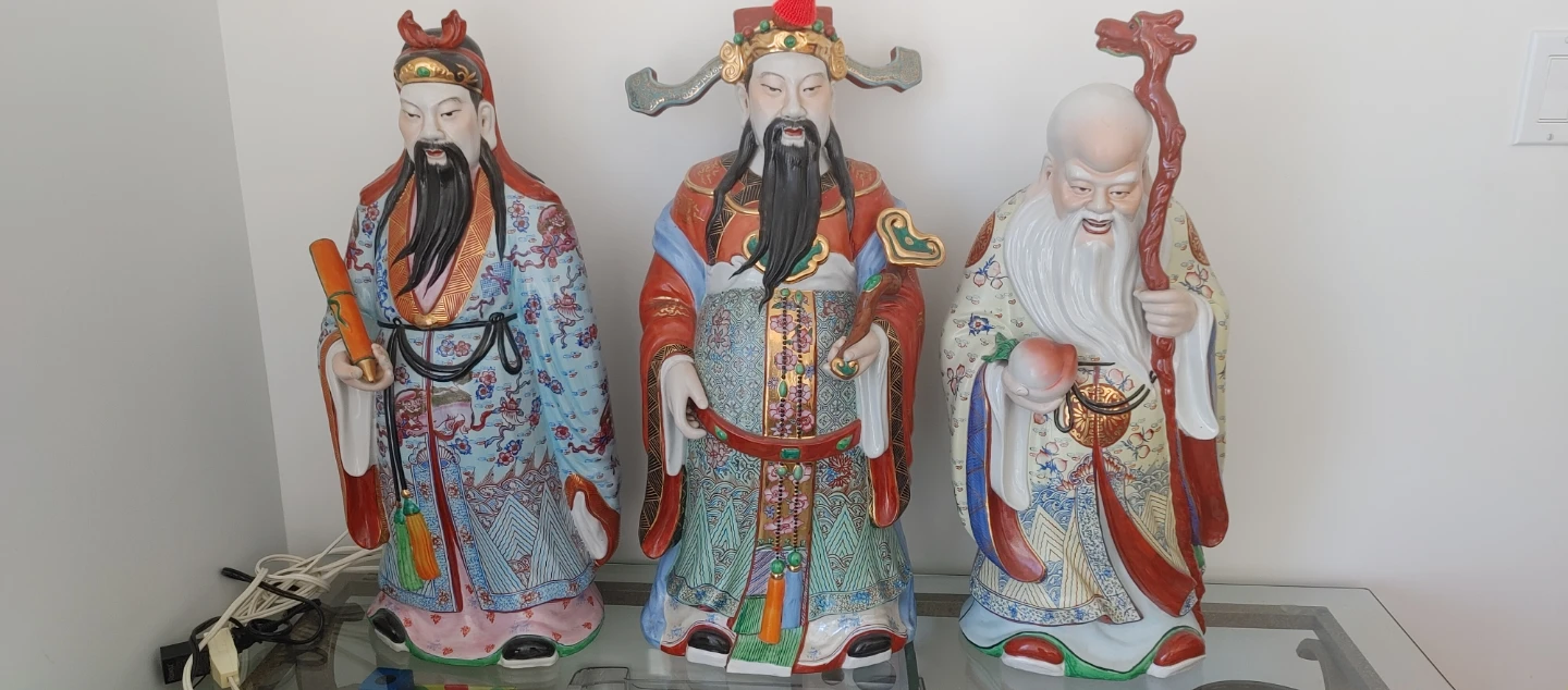 Set of Three Chinese Fortune God Statues