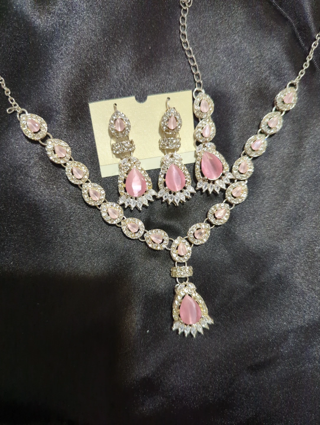 Pink Stone Necklace and Earring Set - photo 3