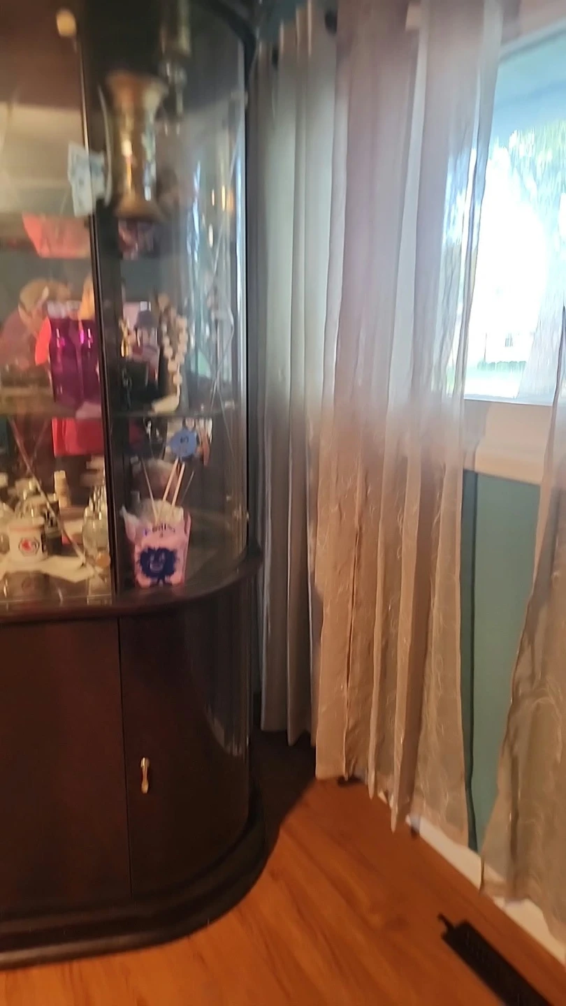 Dark Wood Curio Cabinet Display Case - photo 3