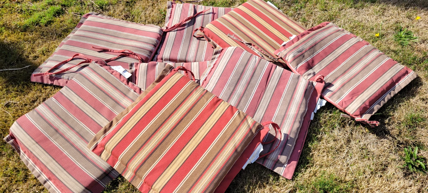 Set of 8 Striped Outdoor Seat Cushions