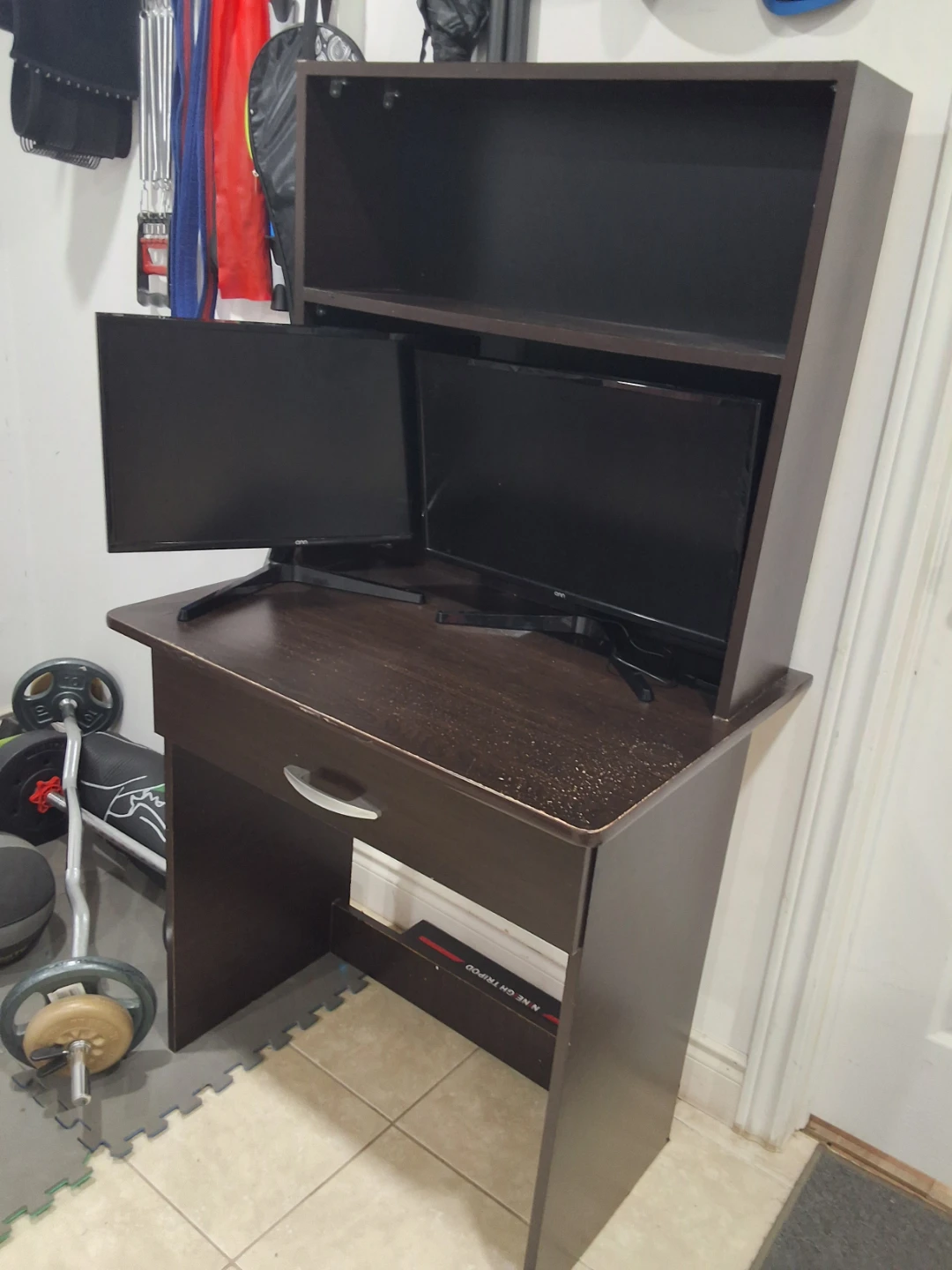 Dark Brown Computer Desk with Hutch