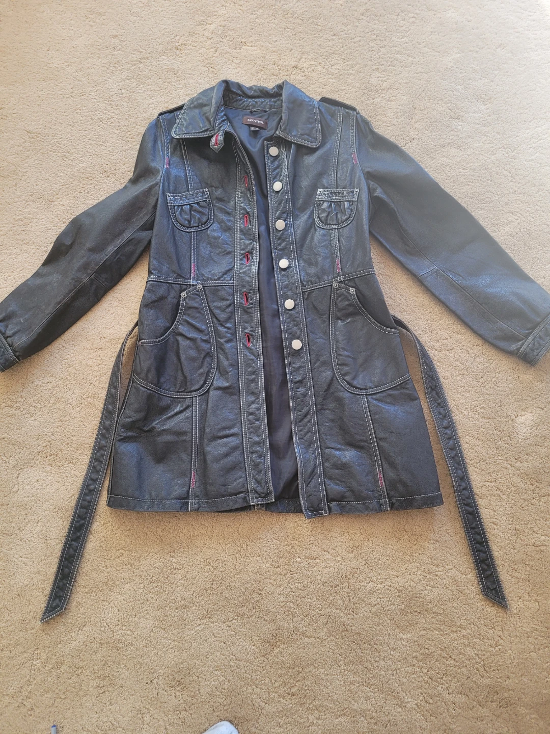 Retro Y2K Danier Black Leather Coat