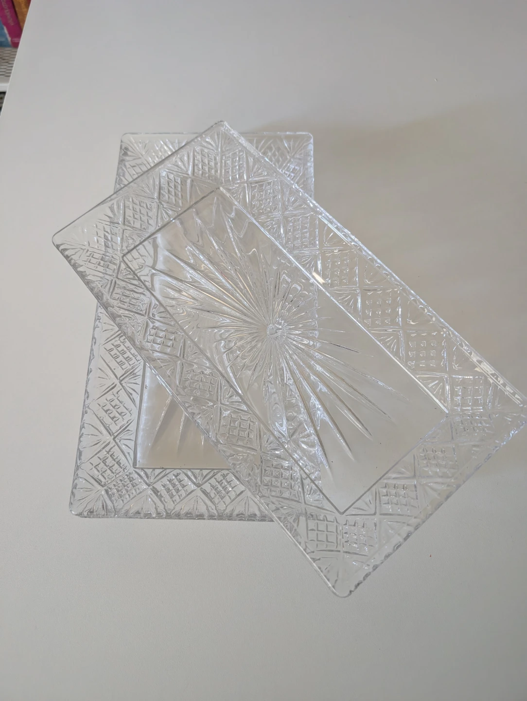 Set of 3 Vintage Pressed Glass Serving Trays