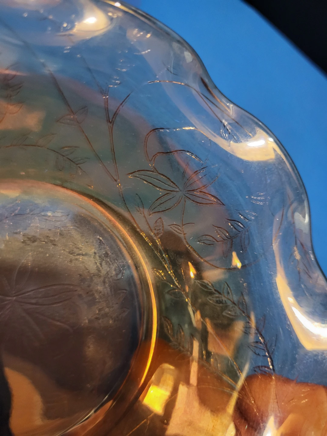 Amber depression glass bowl - photo 2