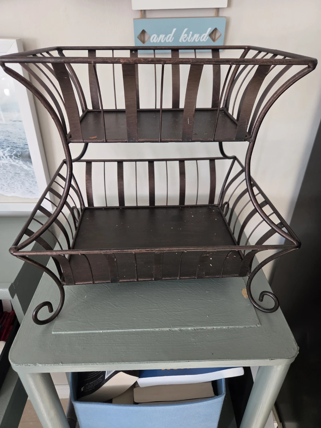 Two-Tier Metal Storage Basket