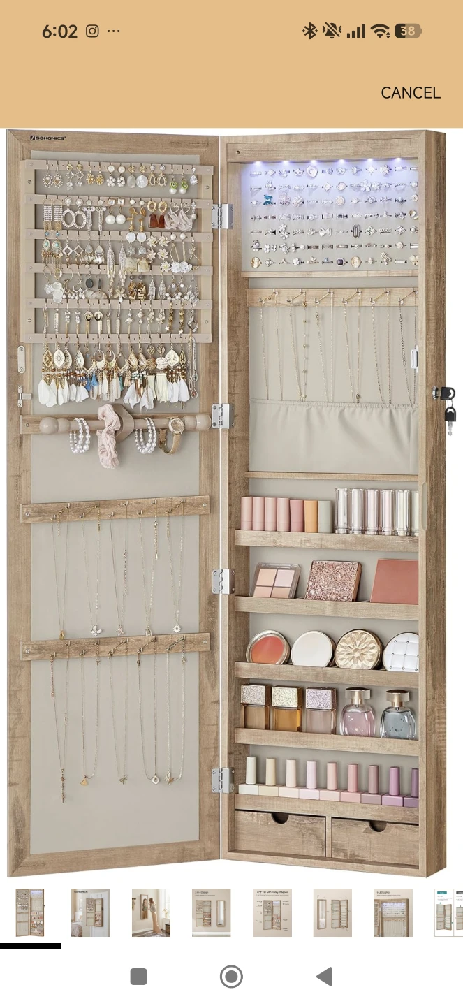 SONGMICS Wall Mounted Jewelry Armoire with Mirror - photo 3