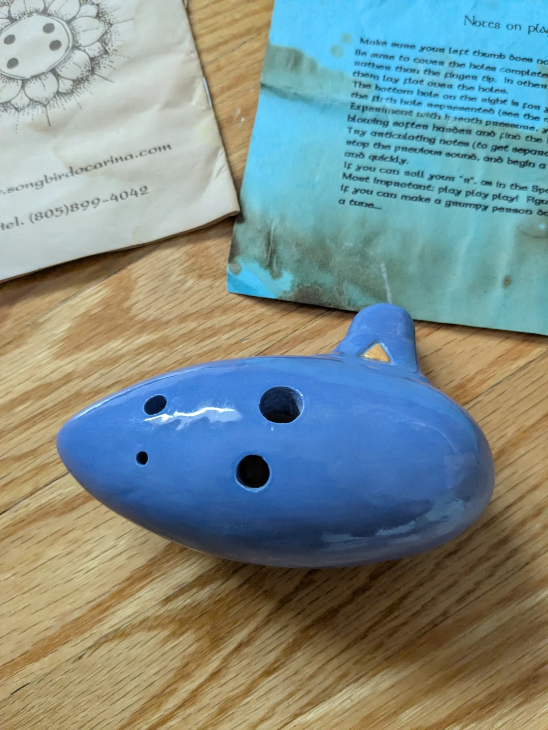 Songbird Ocarina Ceramic Blue Zelda Ocarina of Time - photo 2