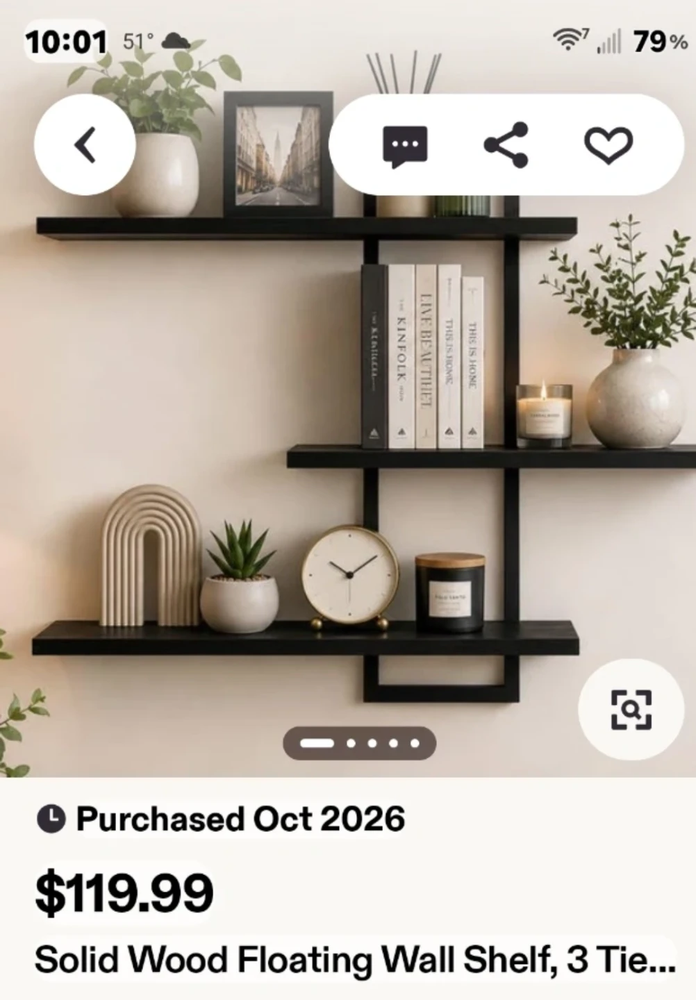Modern Black Floating Wall Shelf - photo 3