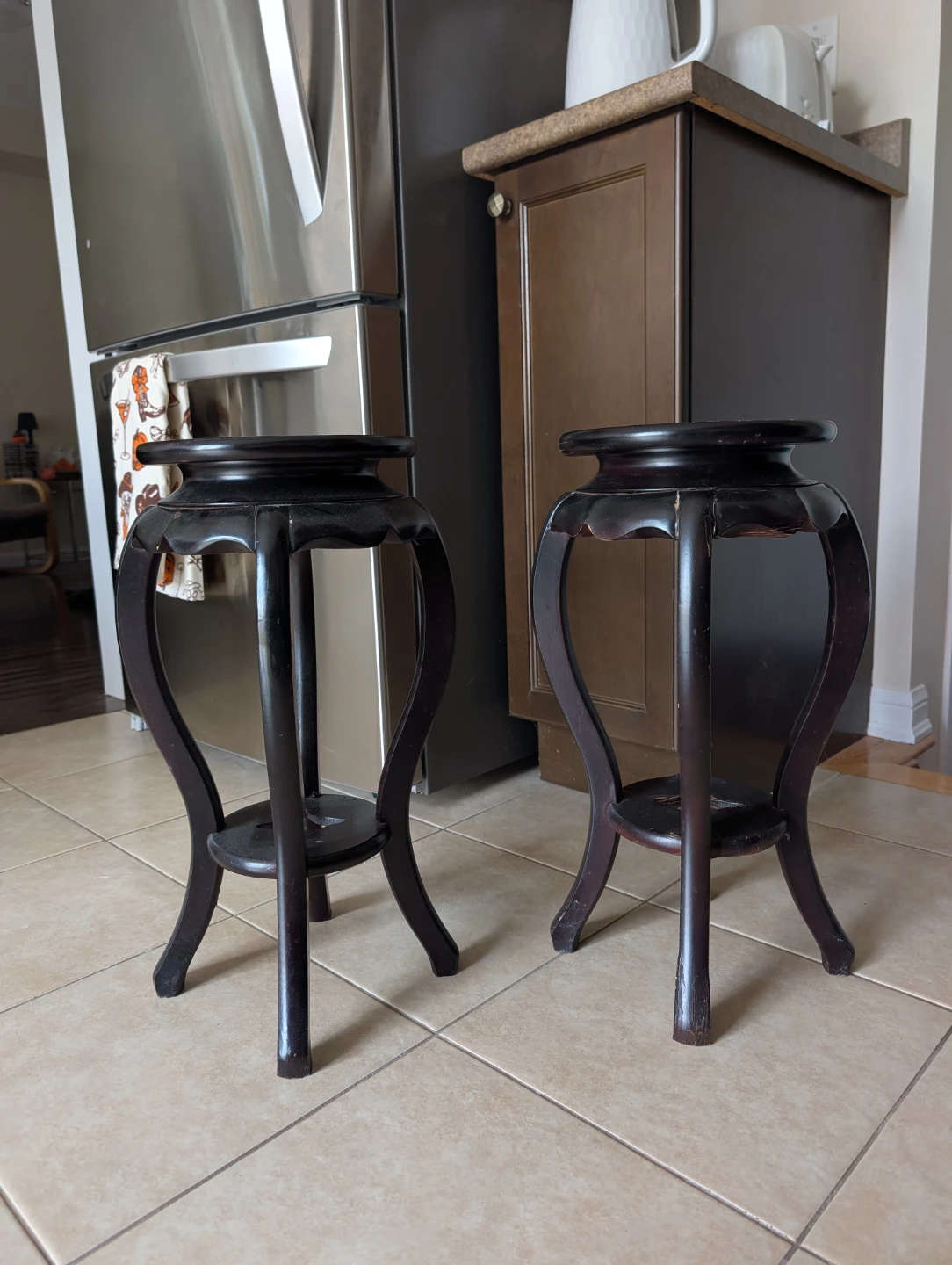 DARK WOOD PLANT STANDS