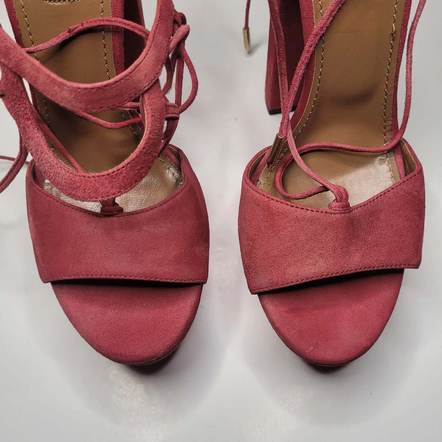 Aquazzura Suede Lace-Up Platform Heels - photo 3