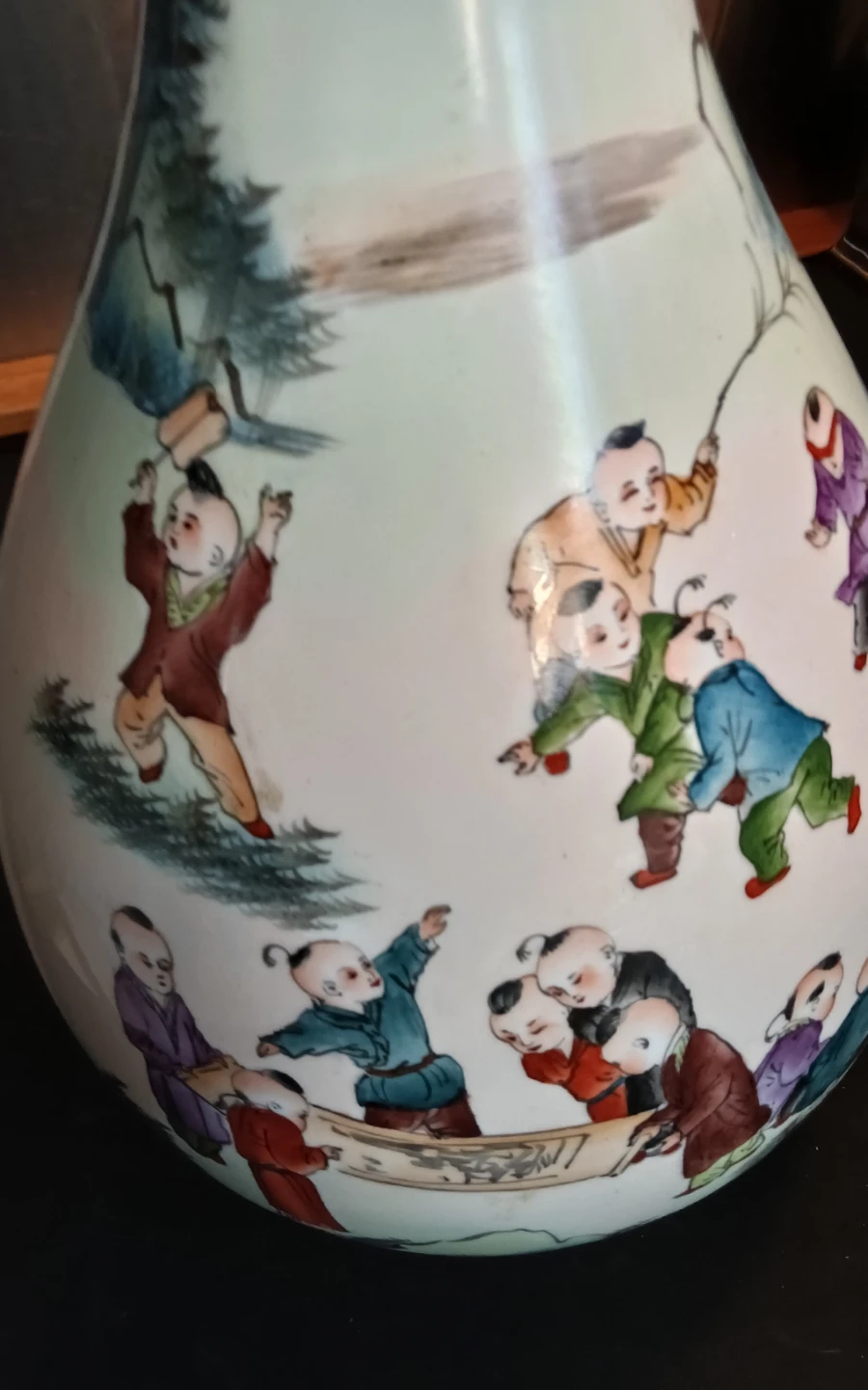 Vintage 15.5" Chinese Famille Rose Porcelain Vase - photo 3