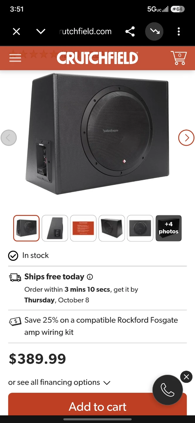 Rockford fosgate punch powered sudwoofer for sell