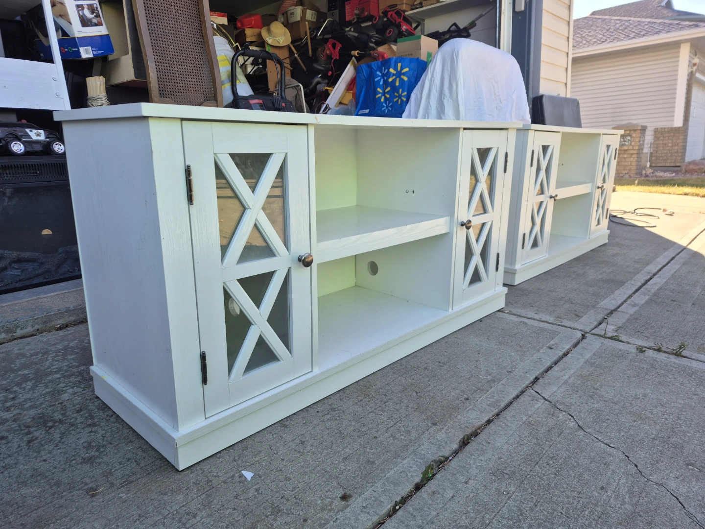 Two White Media Console TV Stand - photo 5