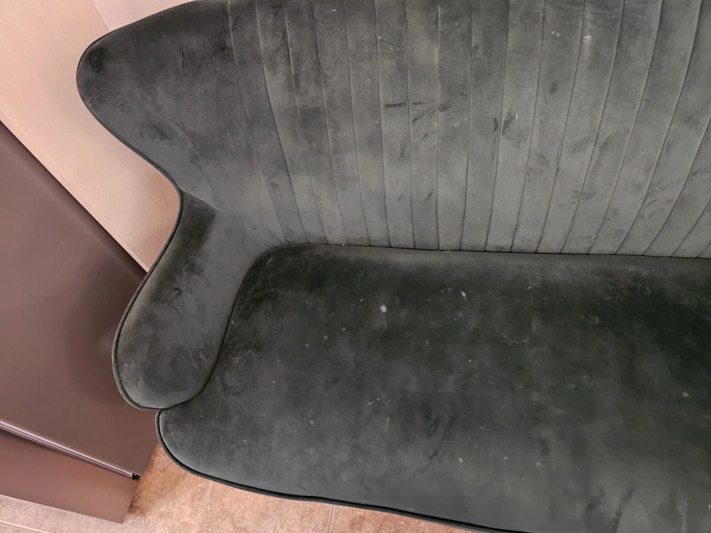Dark Green Velvet Settee - photo 2