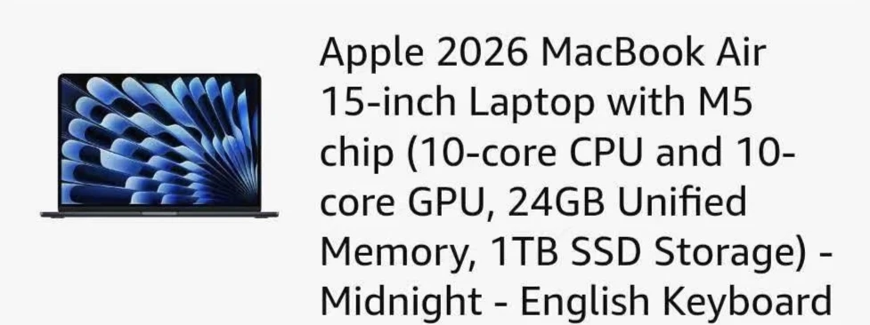 Brand New Apple 15-inch MacBook Air M5 24GB 1TB Midnight - photo 3