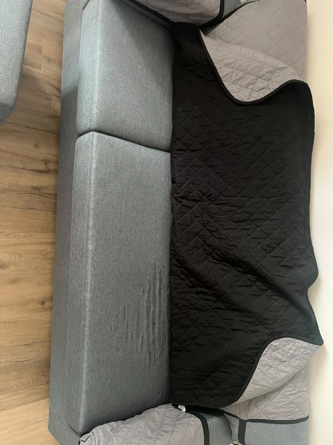 Grey fabric sofa with ottoman - photo 3